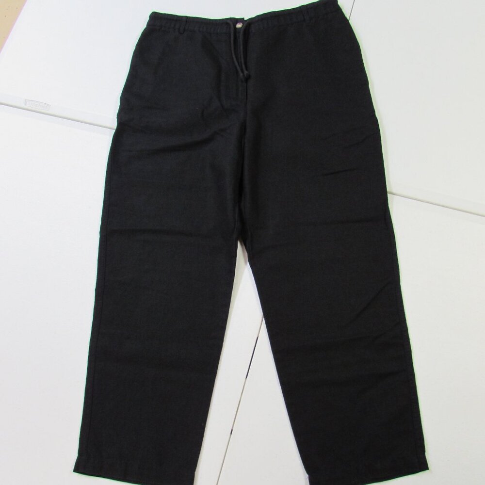 Talbots Petites Vintage Linen/Cotton Black Pants Pockets Medium